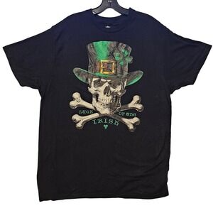 Way To Celebrate Mens St Patricks Day Skull Luck of the Irish Graphic T-Shirt L